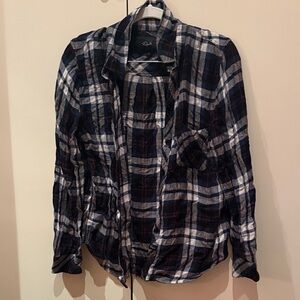 Rails Navy and White Plaid Top